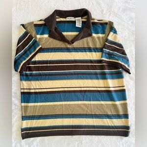 White Stag Fine Knit Striped Collared Short Sleeve Sweater‎ Sz 18/20 EUC